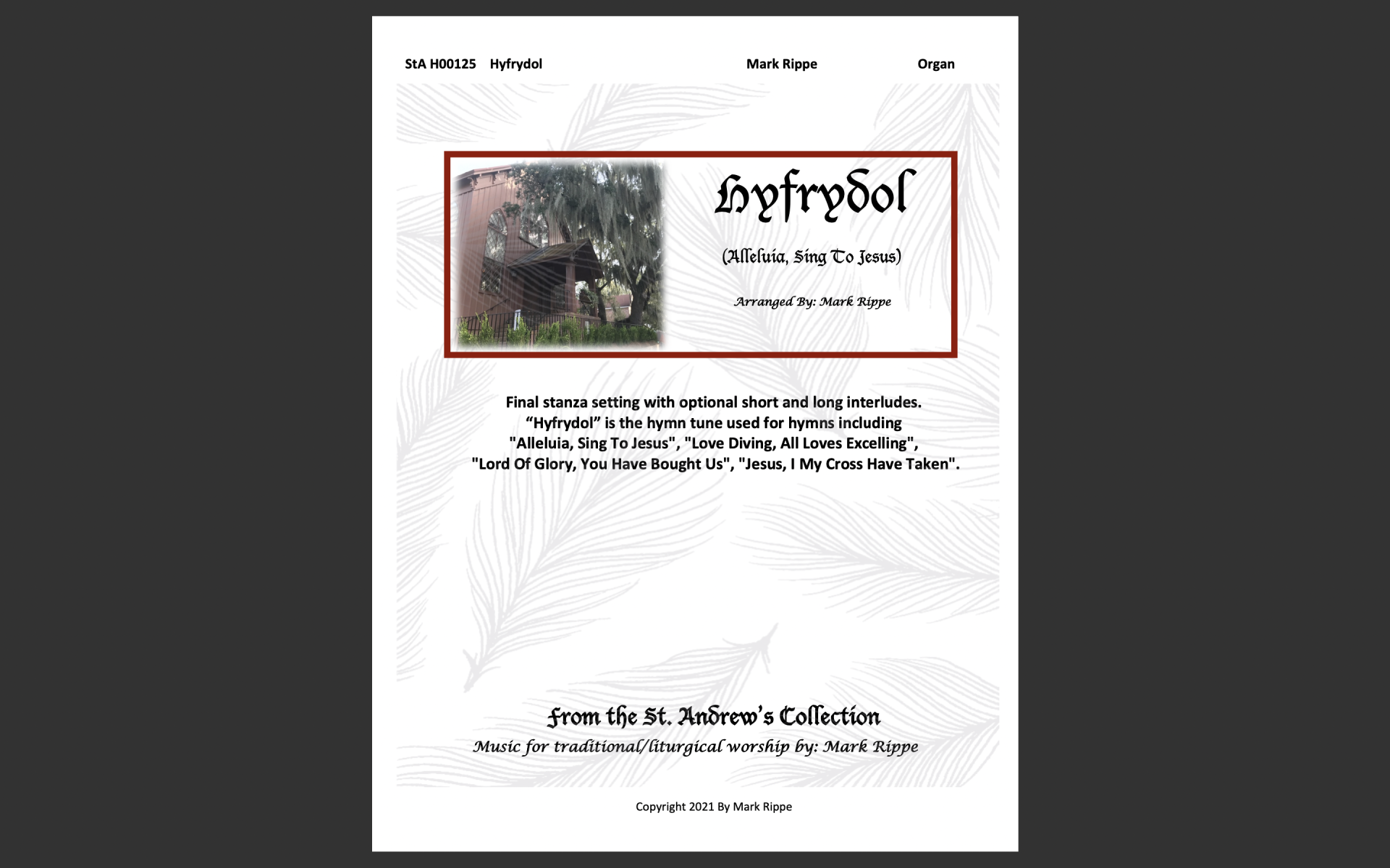 Hyfrydol (Alleluia, Sing To Jesus) StA H00125