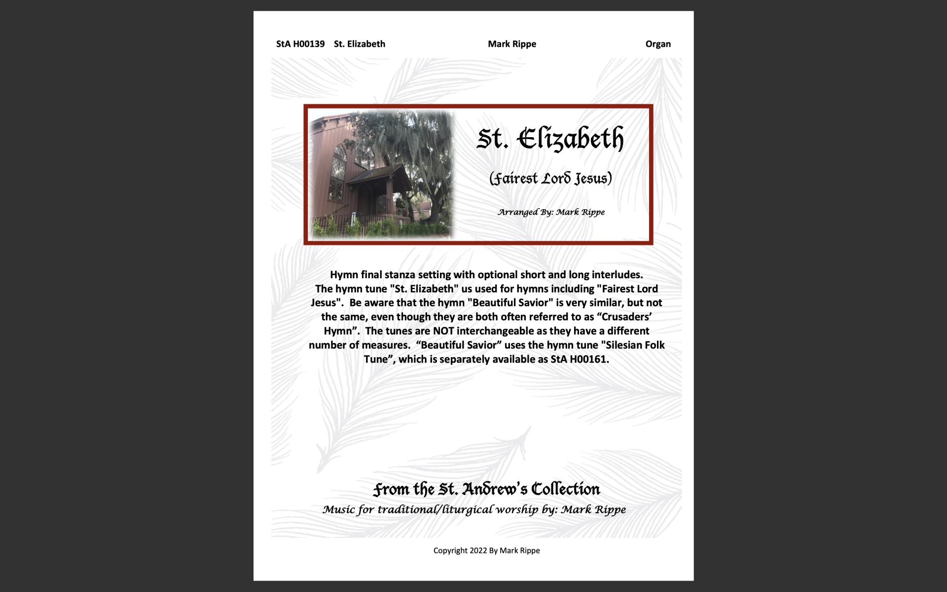 St. Elizabeth (Fairest Lord Jesus) - StA H00139